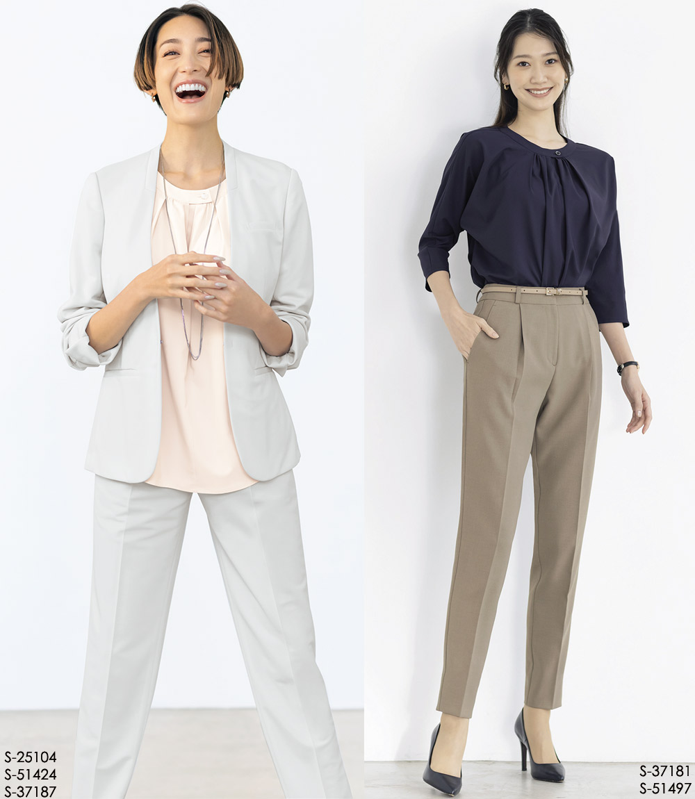 カジュアル事務服 七分袖ブラウス S-37181/6/7/8 とろみエコストレッチ セロリー