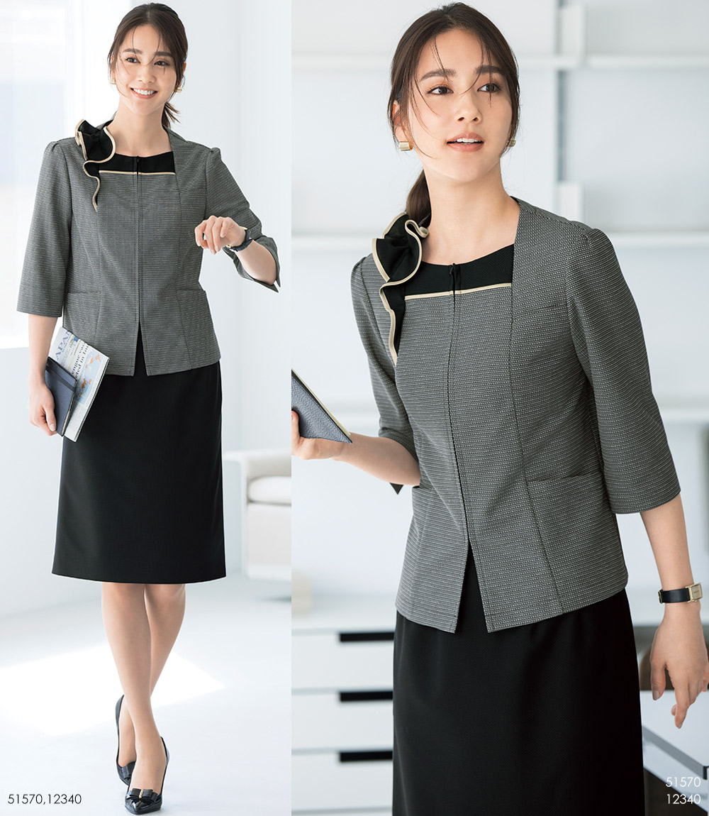 セロリー オーバーブラウス S-51570 プラチナボーダー 事務服