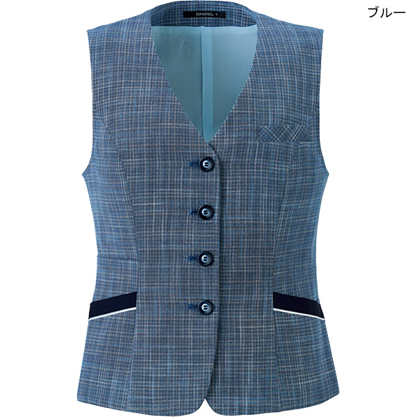 事務服 制服 BONOFFICE ボンオフィス ベスト AV1842 S521シリーズ ソフィアツイード ボンマックス  2025年春夏新作 サイズ5号〜15号 ボンマックス（BONMAX） ボンオフィス事務服 春夏ベスト AV1842