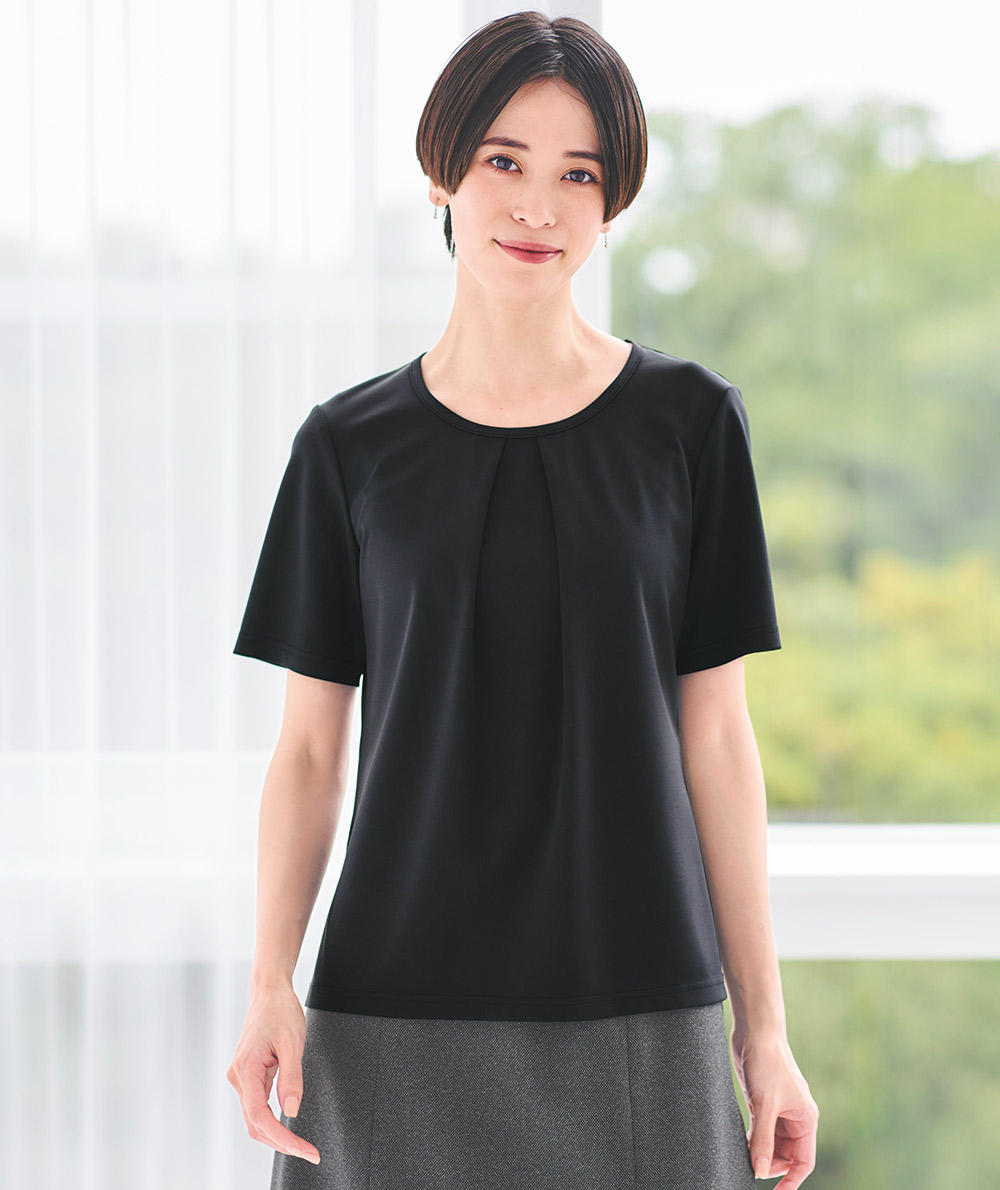 BONOFFICE BONMAX ボンオフィス ボンマックス タック切替え七分袖ニット BCK7106  女性用 レディース 通年 春夏 秋冬 事務服【LL】 ボンマックス（ユニフォーム） ボンオフィス事務服 タック切替え