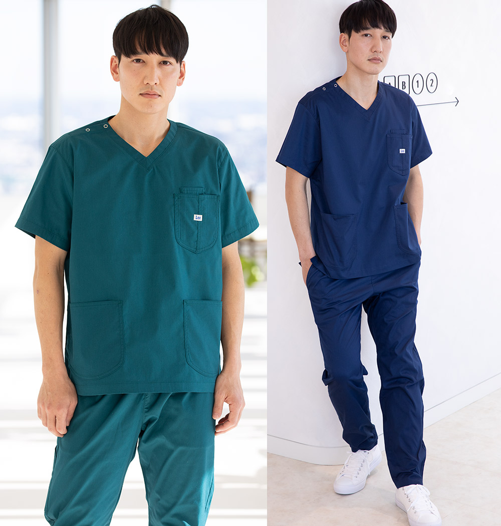 医療スクラブ白衣Lee 男女兼用スクラブ LMS49001 ポプリン リー