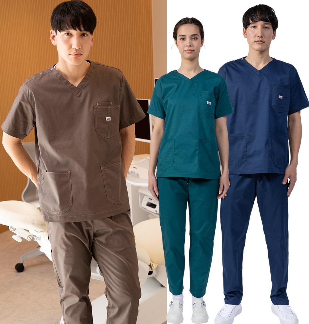 医療スクラブ白衣Lee 男女兼用スクラブ LMS49001 ポプリン リー