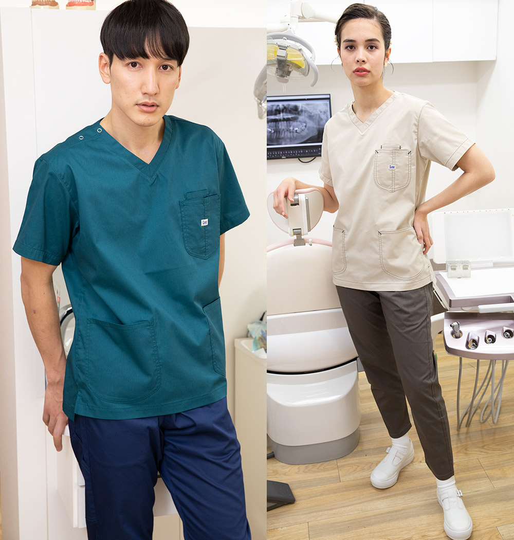 医療スクラブ白衣Lee 男女兼用スクラブ LMS49001 ポプリン リー
