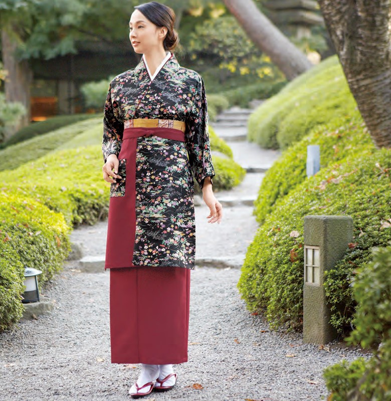 旅館 和食 制服 女性用茶衣着 OD-203/4/5 友禅小紋柄 サーヴォ