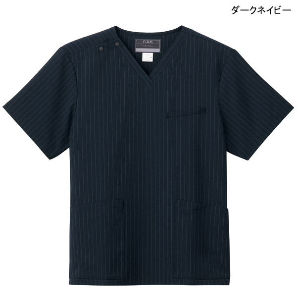 医療カラー白衣 メンズスクラブ 7096SC ヘリンボーンストライプ フォーク｜uniform-store｜03