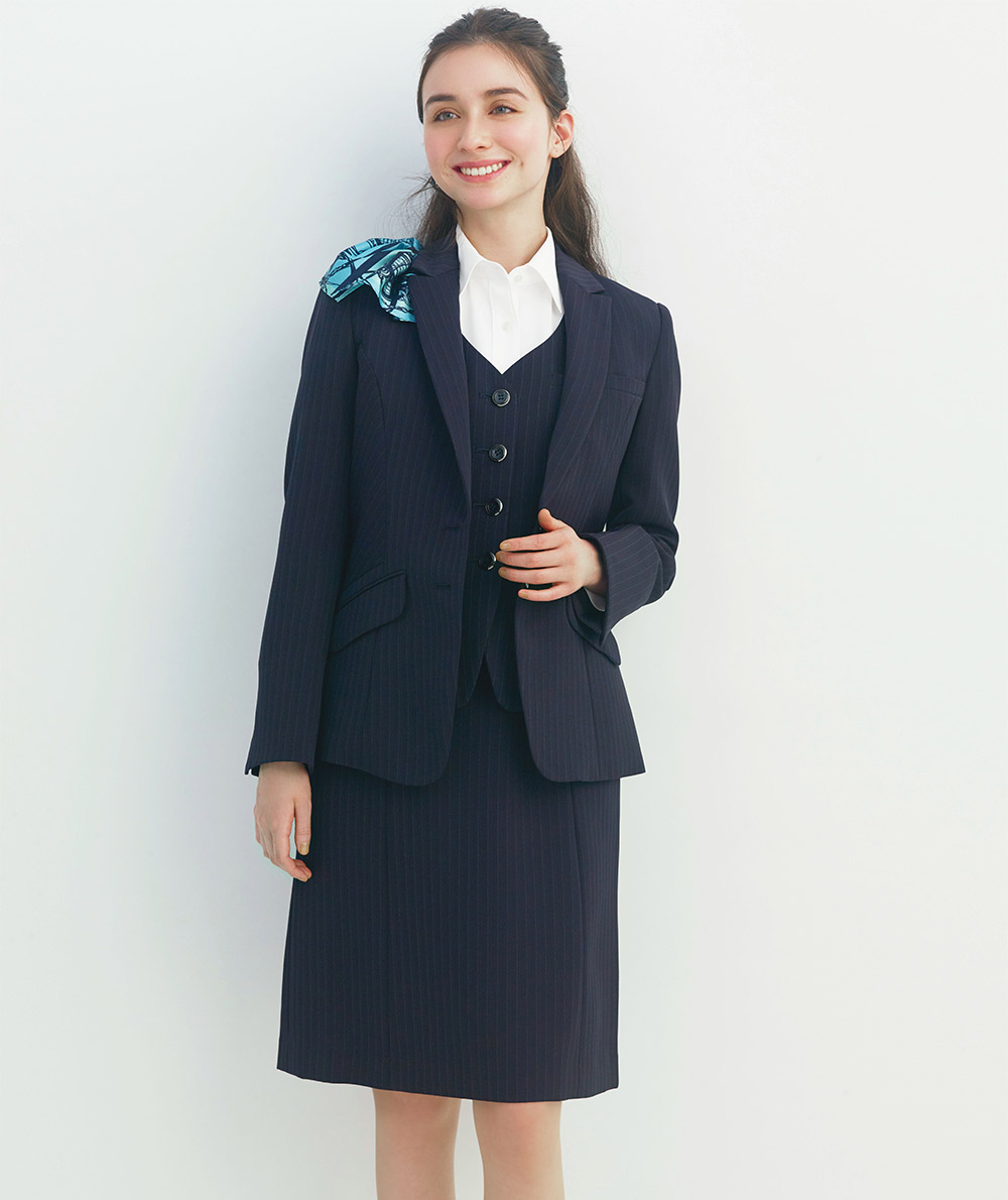 事務服 制服 ENJOY エンジョイ ジャケット EAJ644 ノルディスストライプ カーシーカシマ カーシーカシマ 事務服ジャケット EAJ644 ノルディスストライプ