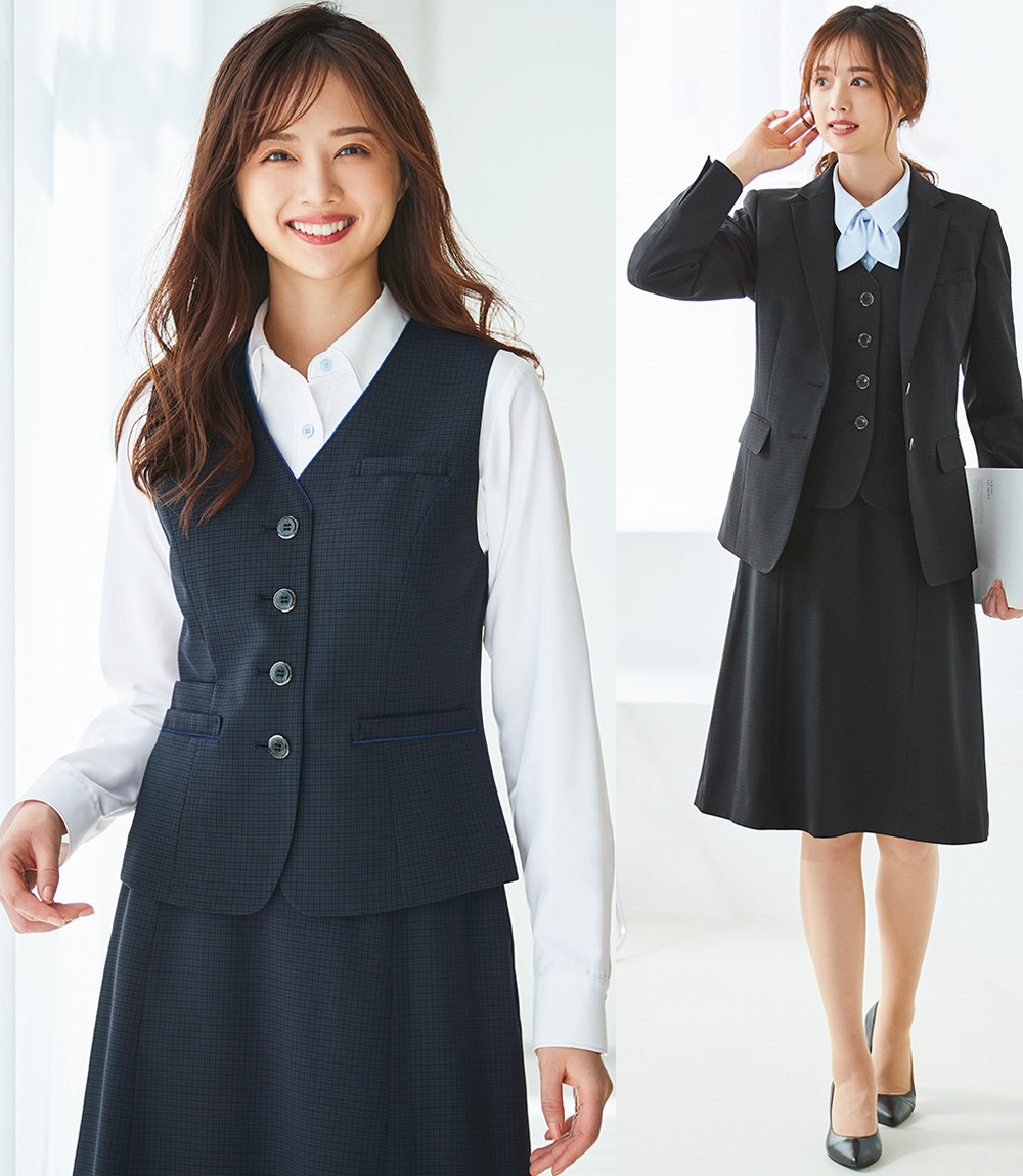 カーシーカシマ 事務服 フレアスカート EAS853 【抗菌】シャドー