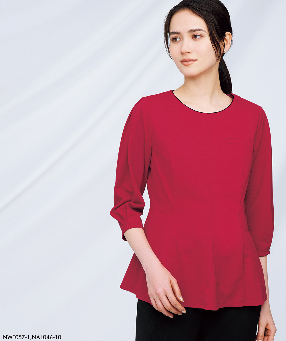 事務服 プルオーバー 七分袖 NWT057 レディース オフィスウェア 制服 ユニフォーム ENJOY カーシーカシマ SS-3L EST815 【カーシーカシマ ENJOY】 七分袖 プルオーバー 女子制服