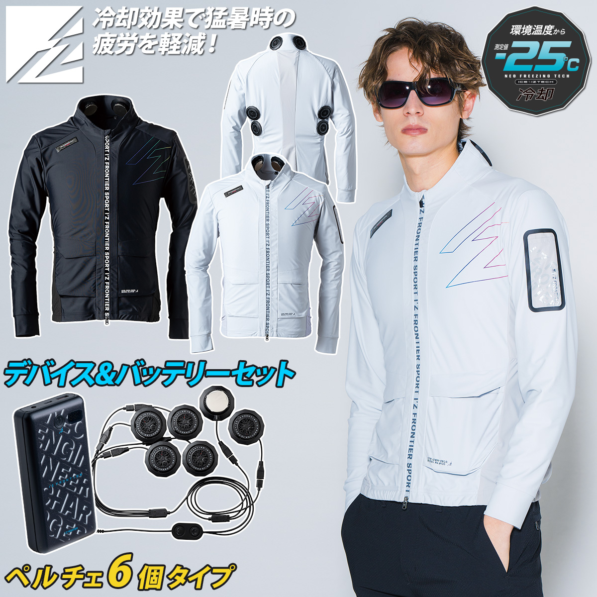 【品薄】アイズフロンティア ペルチェ 6個 バッテリー2個 ウェア２着 016-ps1076-01.jpg