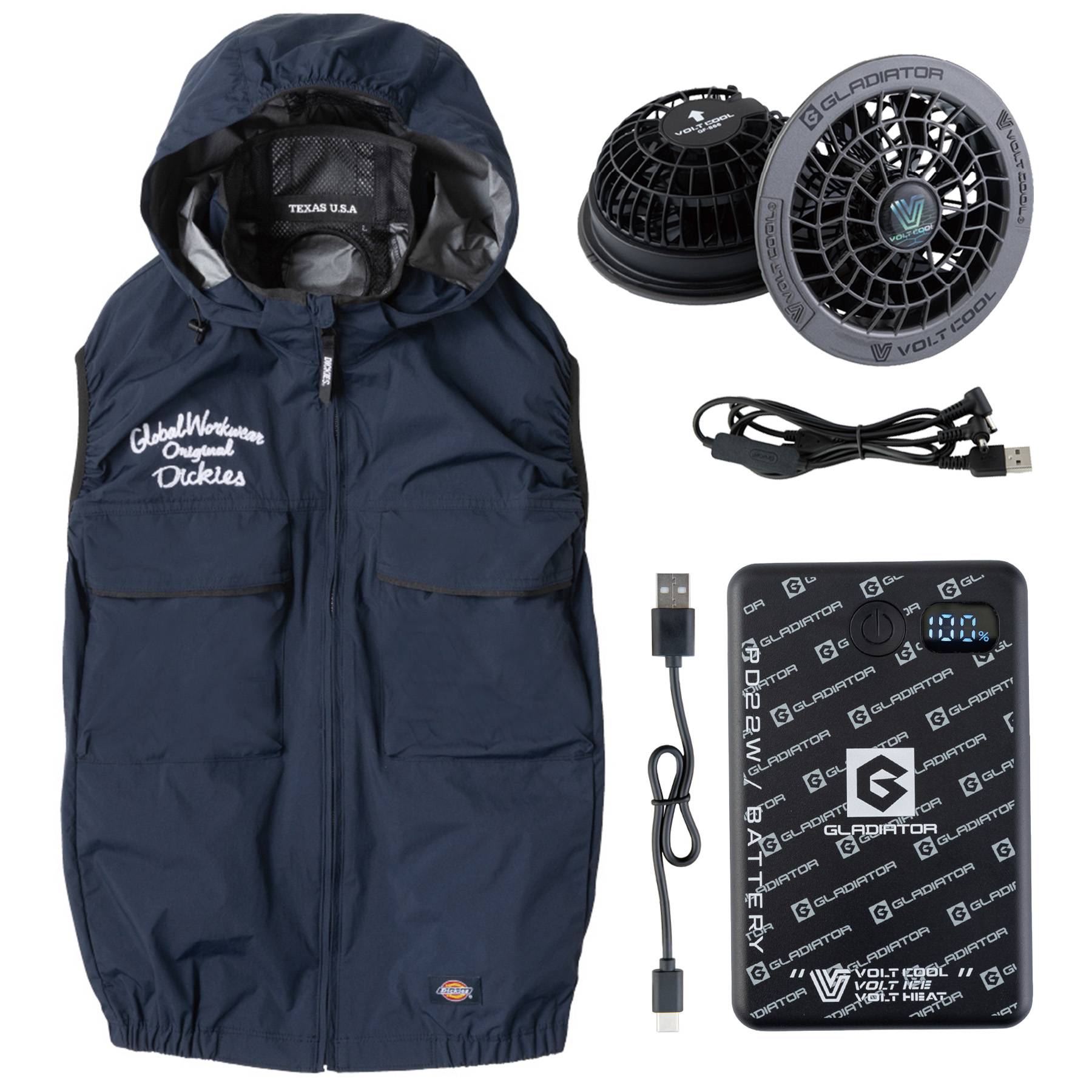 ディッキーズ　空調服　バッテリー　ファン　セット コーコス ディッキーズ Dickies 空調風神服 日傘遮熱ベスト モバイル