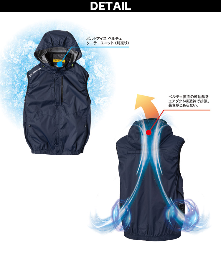 空調風神服 コーコス VOLTCOOL 日傘遮熱ブルゾン ペルチェネック