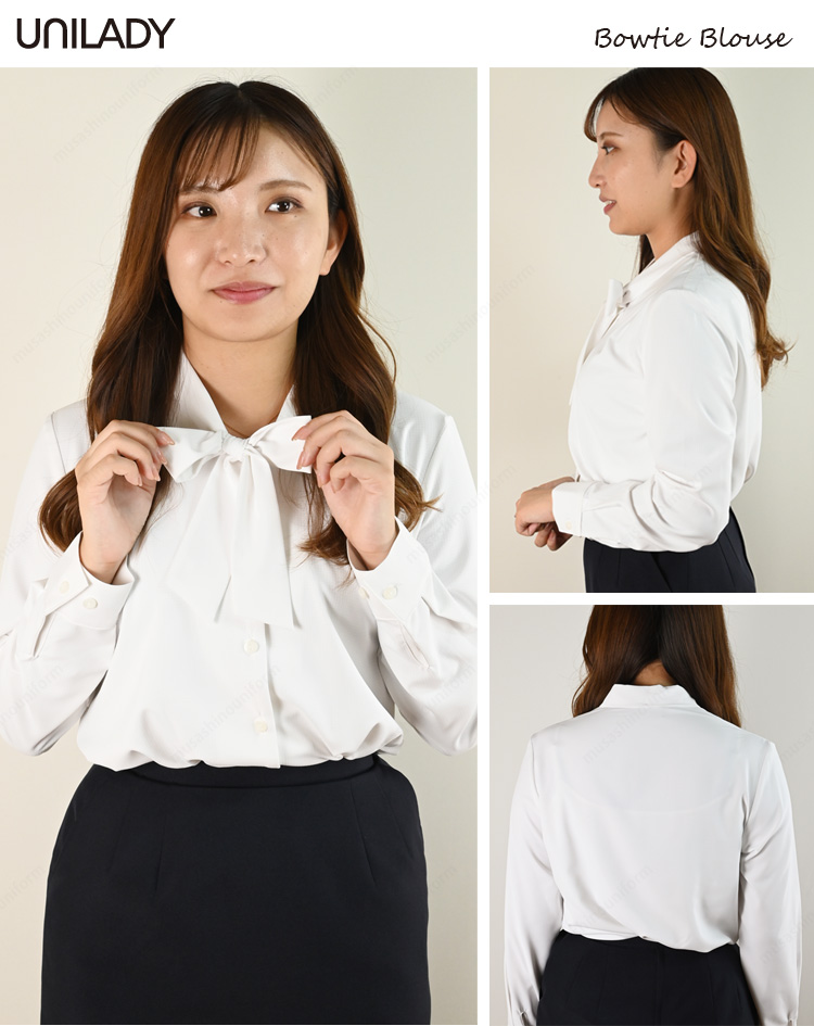 UNILADY ブラウス 5号〜15号 U8124 ボウタイ 肩パットなし 2WAY
