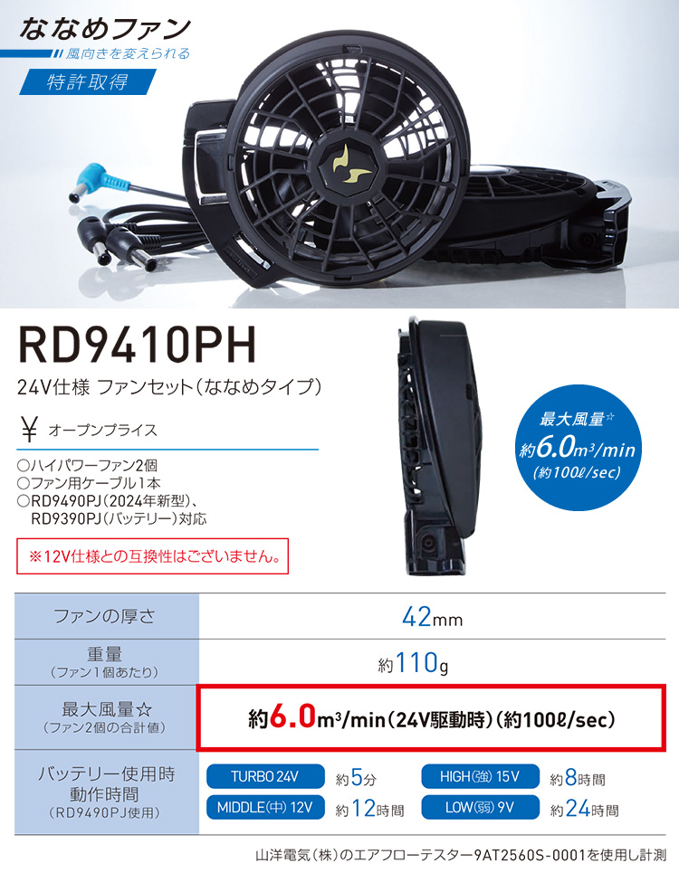 2024年 新商品 24V 103L  空調服　バッテリーファンセット 業界トップクラス24V 103L 空調バッテリーセット×2ファンセット×1