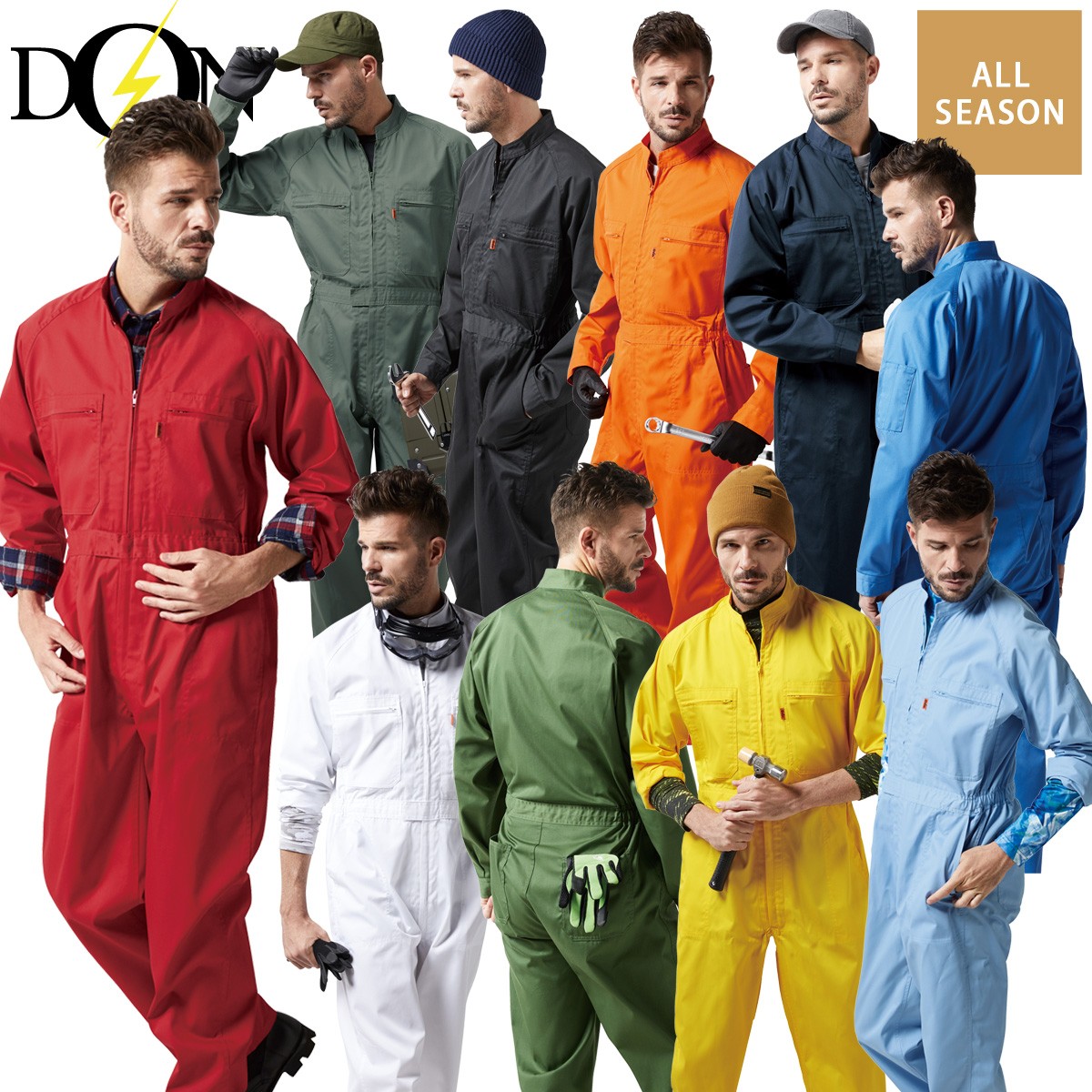 ヤマタカ ツナギ服 6100 長袖 日本製生地 帯電防止 B体あり 主力商品 綿ポリ T/C 混紡 オールシーズン つなぎ 作業服 作業着 メンズ  DON YAMATAKA ヤマタカ ツナギ服 6100 長袖 日本製生地 帯電防止 B体あり 主力商品