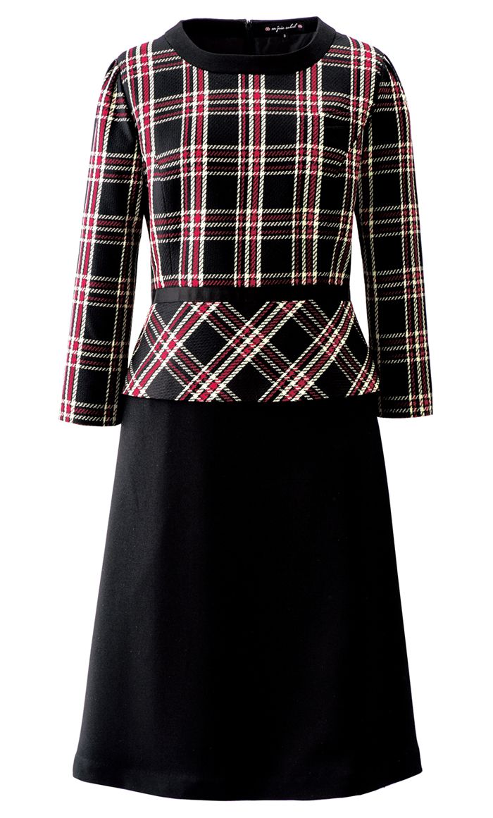 ジョア en joie アンジョア 長袖 ワンピース 17号 19号 レッド