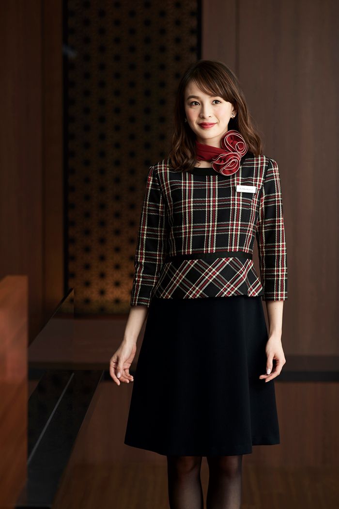 en joie アンジョア 長袖 ワンピース 5〜15号 レッド ユニフォーム