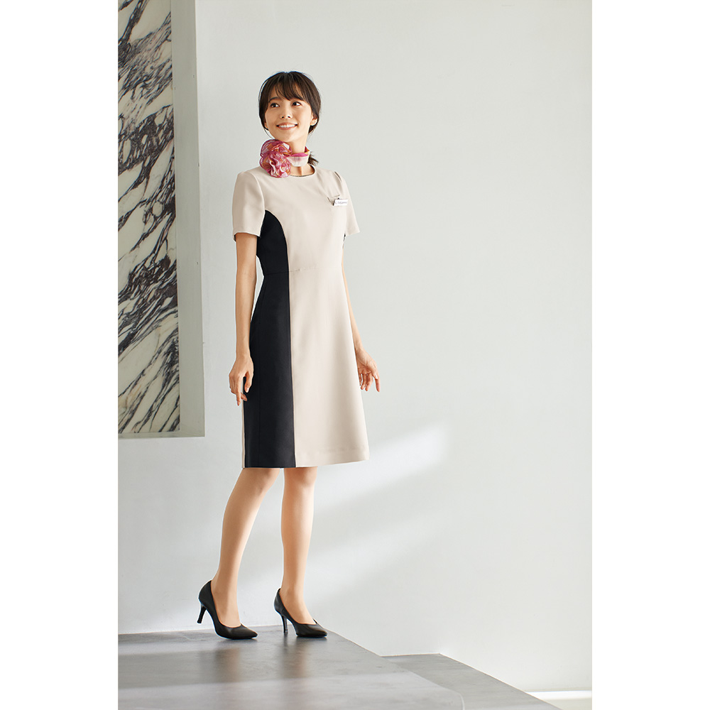 en joie アンジョア ワンピース  17号 19号 レディース 吸汗 速乾 防透 高通気 美容 医療 サロン エステ クリニック 受付 おもてなし 61695 宅配のみ ジョア en joie アンジョア ワンピース 17号 19号 レディース 吸汗 速