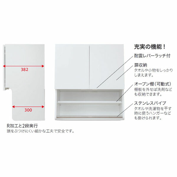 アイオ産業 Just！収納シリーズ 洗濯機上部吊戸棚 KMS-800 W800 D382