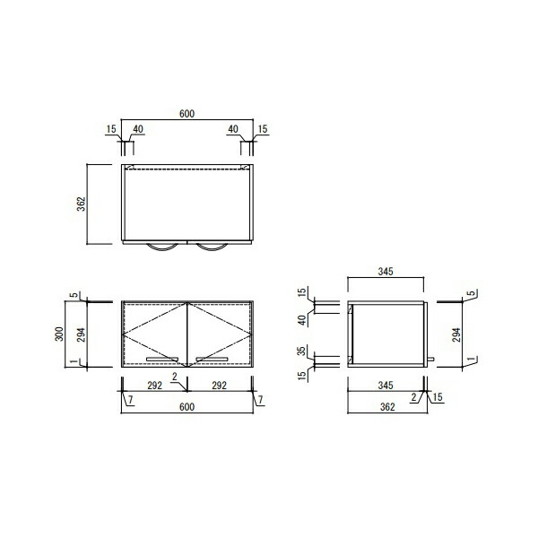 アイオ産業 KLH 浅型吊戸棚 取手付 標準 間口600mm KLH-600FT カラー4色　送料無料エリア限定 キッチン_1