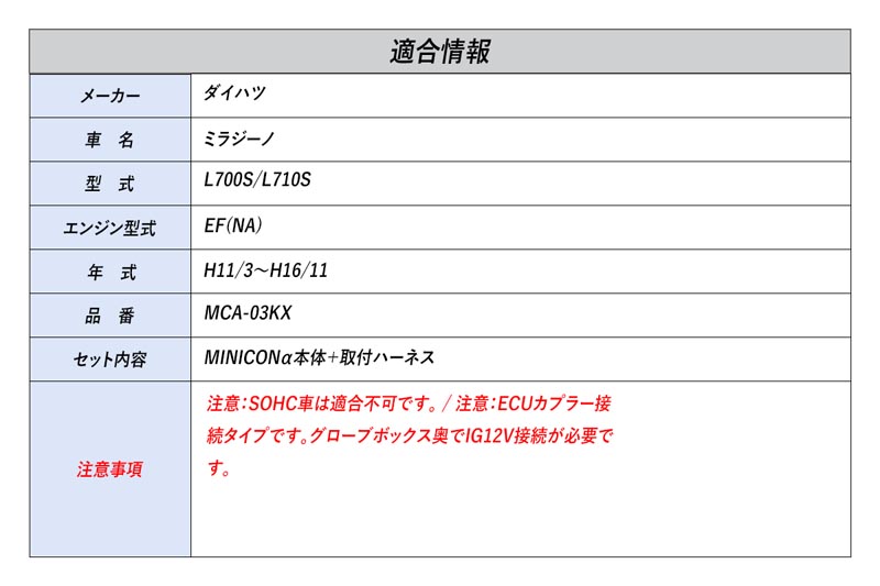 シエクル]L700S/L710S ミラジーノ_EF(NA)(H11/3〜H16/11)用ミニコン