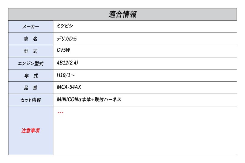 シエクル]CV5W デリカD:5_4B12(2.4)(H19/1〜)用ミニコンアルファ