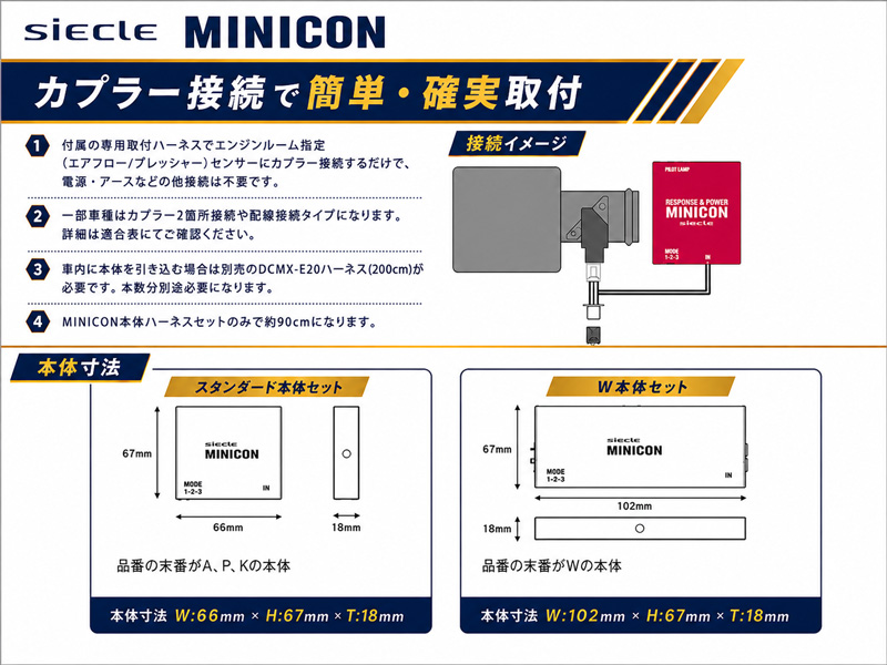 シエクル_MINICON_カプラー接続_取付情報_寸法図