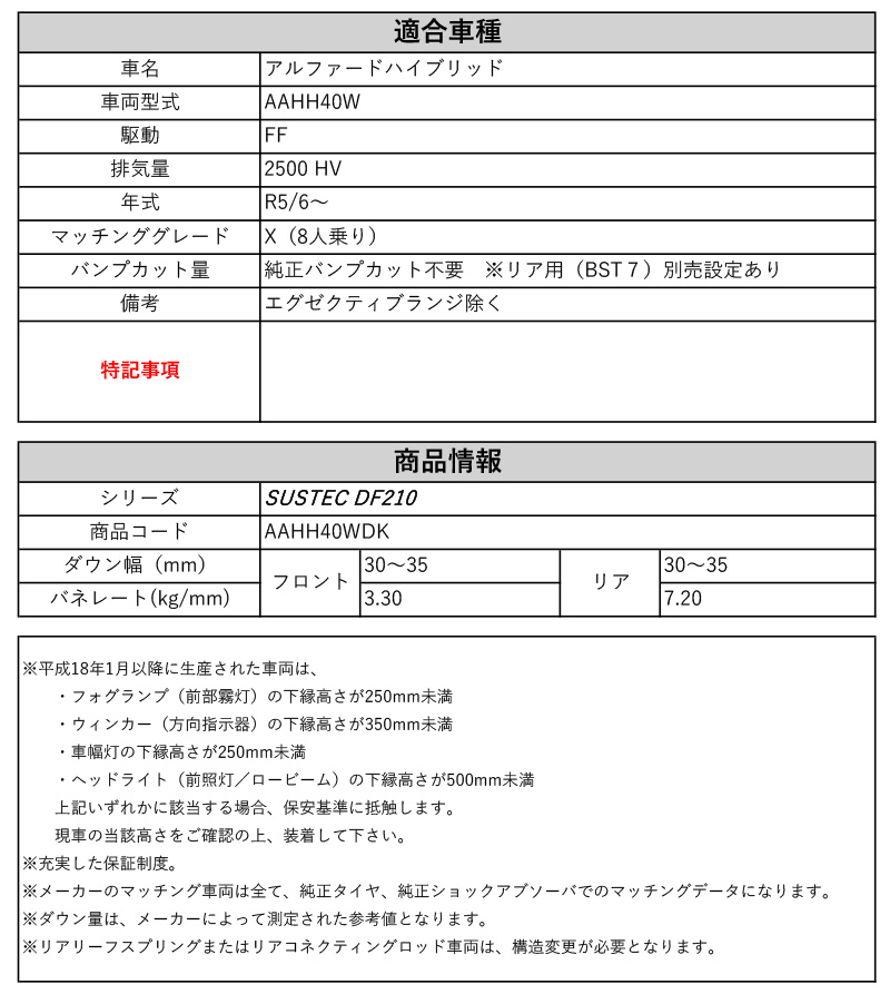 tanabe×DF210]AAHH40W アルファードハイブリッド_X(2WD_2500 HV_R5/6