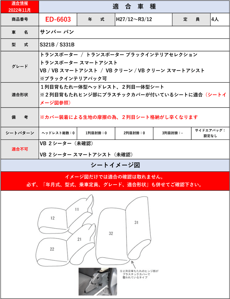 ClazzioS S#系 サンバーバンH〜R用シートカバー