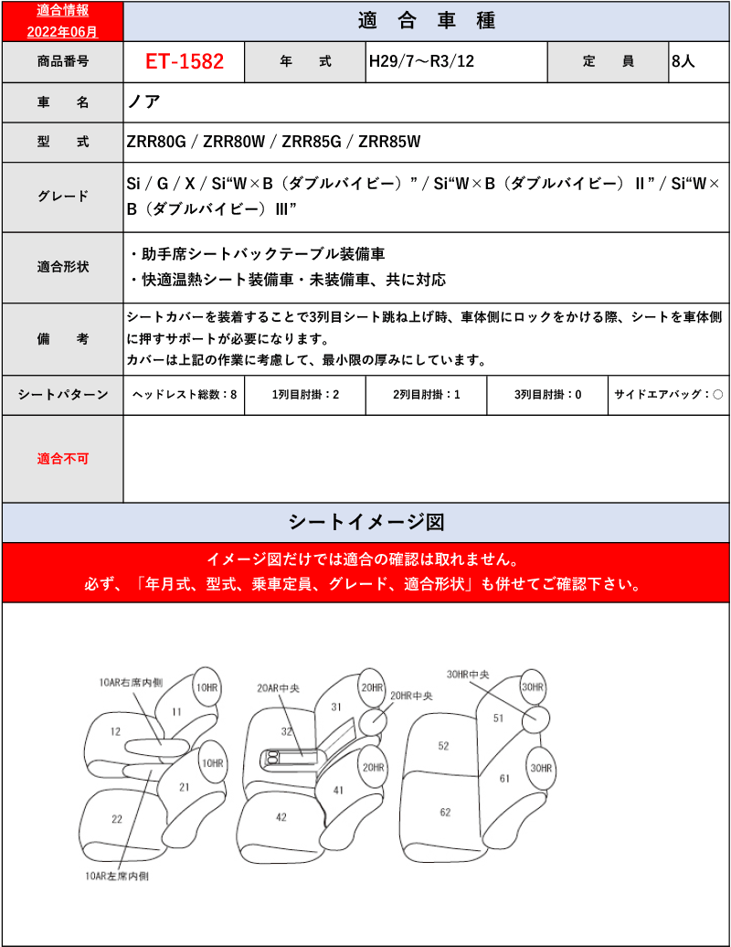 Clazzio]R80系 ノア_8人乗り(H26/1〜R3/12)用シートカバー