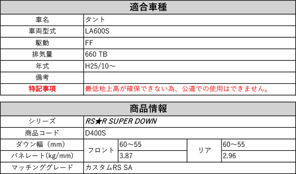 RS-R_RS☆R SUPER DOWN]LA600S タント_カスタムRS SA(2WD_660 TB_H25