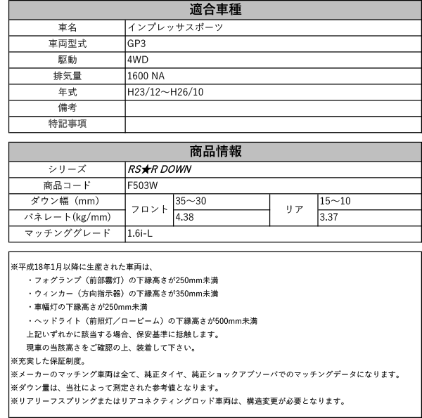 RS-R_RS☆R DOWN]GP3 インプレッサスポーツ_1.6i-L(4WD_1600 NA_H23/12