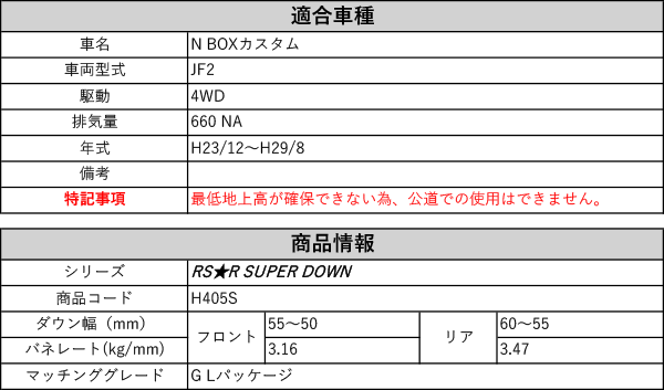 RS-R_RS☆R SUPER DOWN]JF2 N BOXカスタム_G Lパッケージ(4WD_660