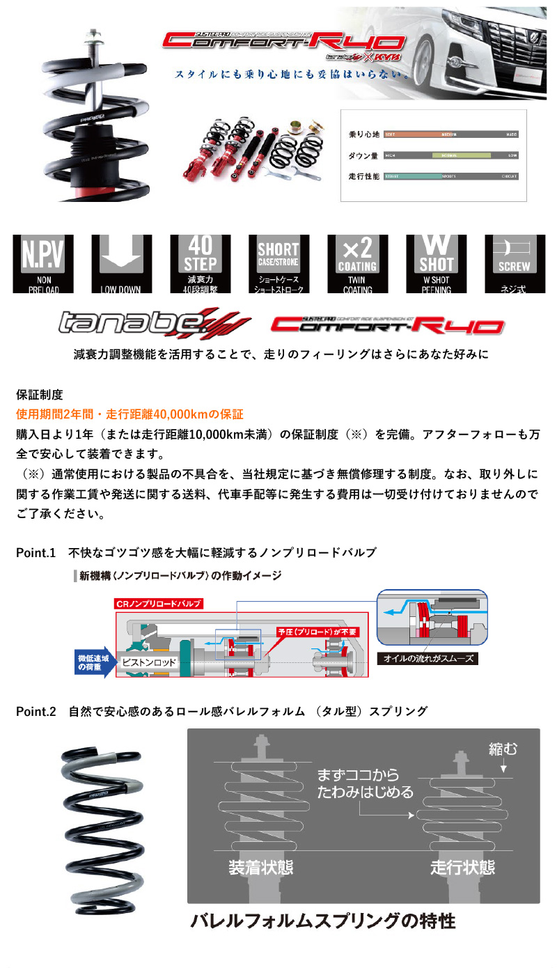 tanabe×SUSTEC PRO CR40]AHR20W エスティマハイブリッド(4WD_2400