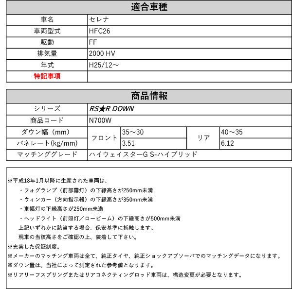 RS-R_RS☆R DOWN]HFC26 セレナ_ハイウェイスターG S-ハイブリッド