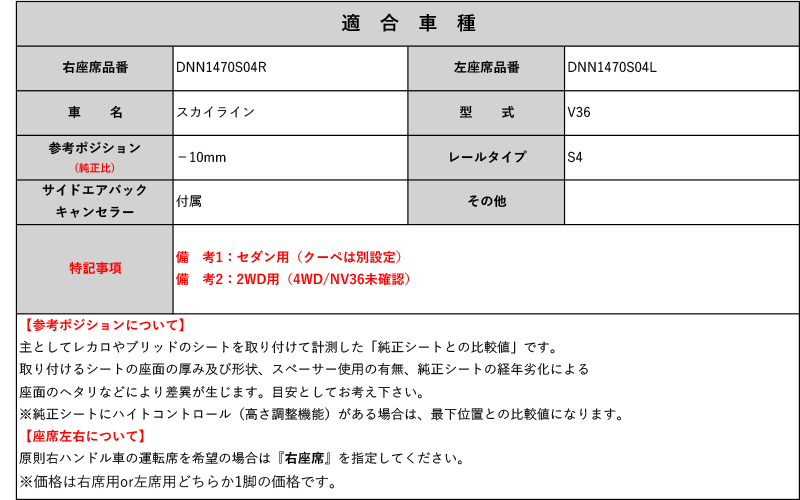 ブリッドフルバケ スカイライン セダン用シートレール4