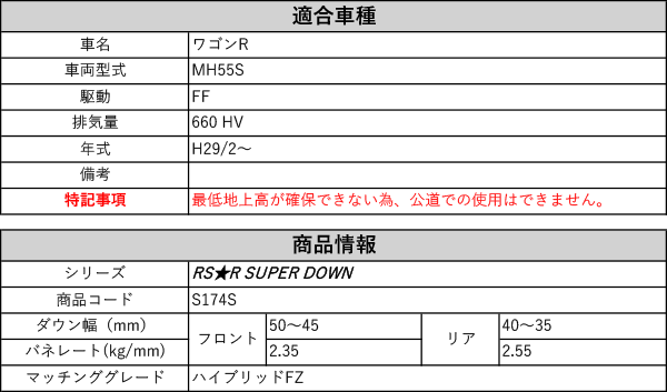 RS-R_RS☆R SUPER DOWN]MH55S ワゴンR_ハイブリッドFZ(2WD_660 HV_H29