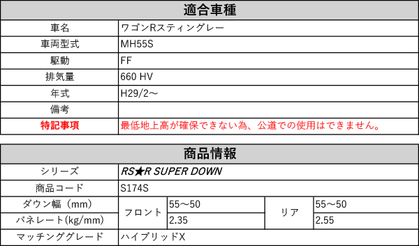 RS-R_RS☆R SUPER DOWN]MH55S ワゴンRスティングレー_ハイブリッドX