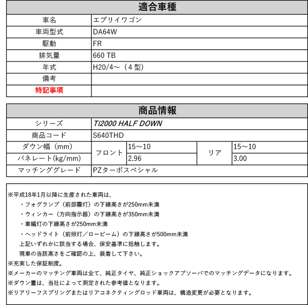 RS-R_Ti2000 HALF DOWN]DA64W エブリイワゴン_PZターボスペシャル