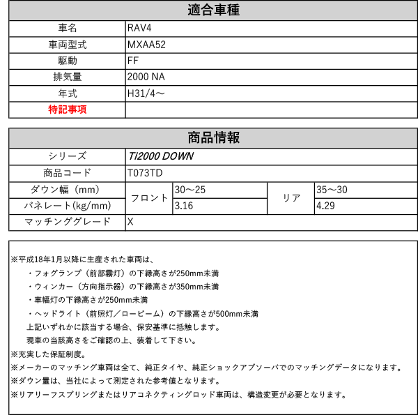 RSR Ti2000 ダウンサス 前後 RAV4 MXAA52 H31/4...+sobrape.com.br