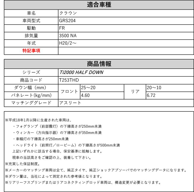 RS R Ti HALF DOWNGRS クラウン アスリート2WD  NA H