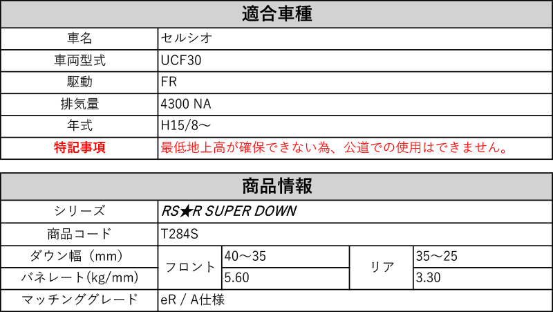 RS-R_RS☆R SUPER DOWN]UCF30 セルシオ_eR / A仕様(2WD_4300 NA_H15/8
