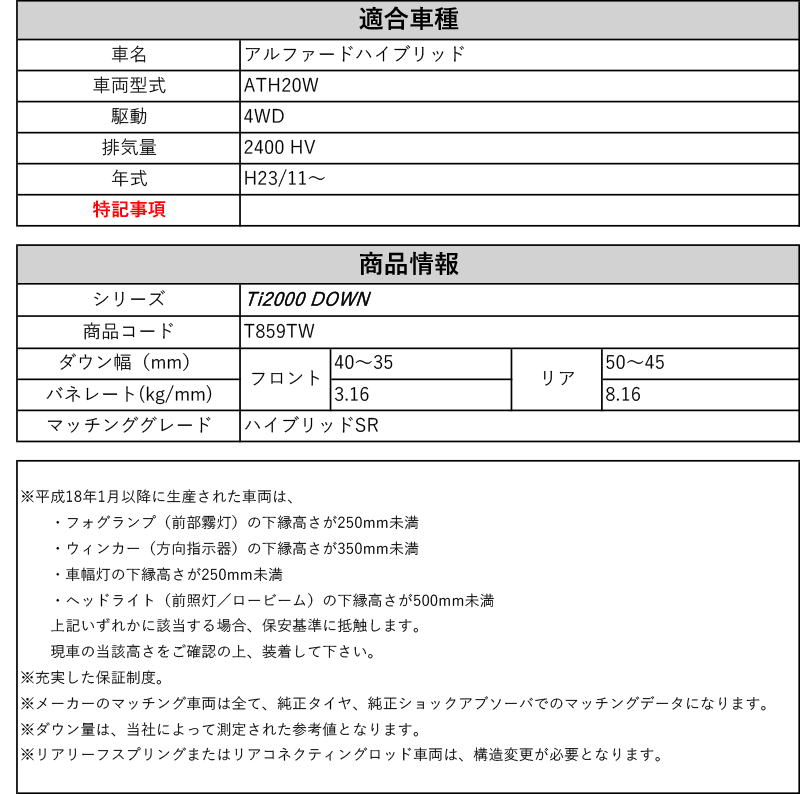 RS-R_Ti2000 DOWN]ATH20W アルファードハイブリッド_SR(4WD_2400