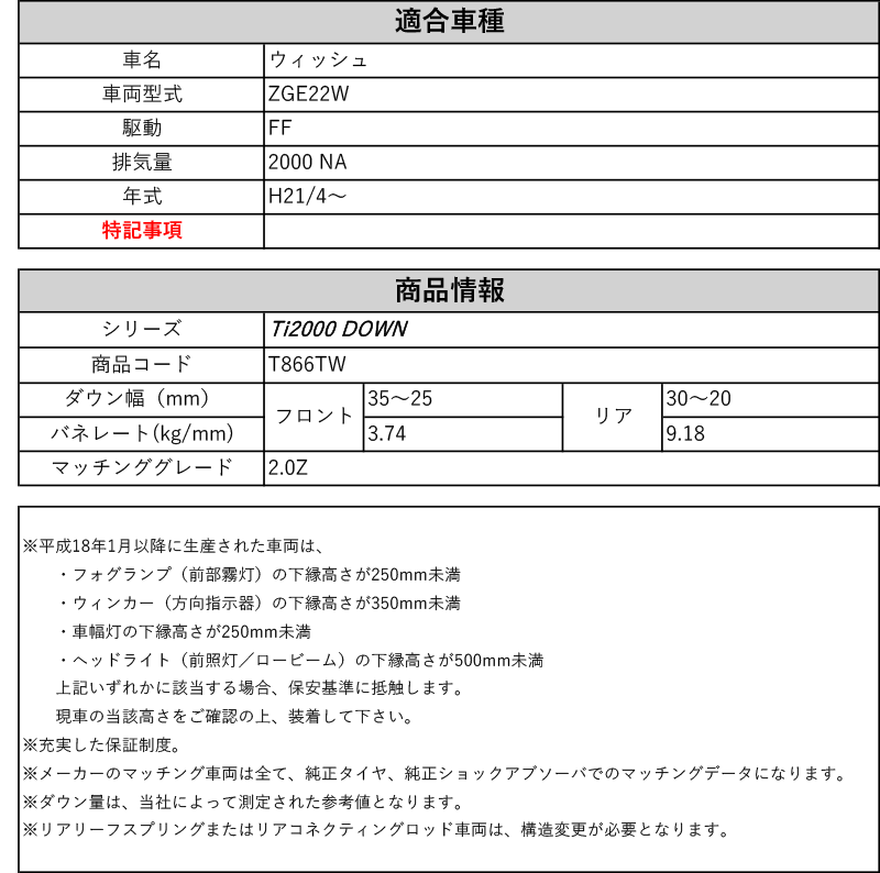 RS-R_Ti2000 DOWN]ZGE22W ウィッシュ_2.0Z(2WD_2000 NA_H21/4