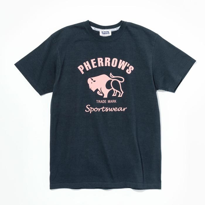 PHERROW'S バッファローロゴ プリントTシャツ メンズ 半袖Tシャツ カットソー 定番シリーズ バッファロープリント PTボディ 21S-PT2 2021年春夏 正規品｜unique-jean｜02