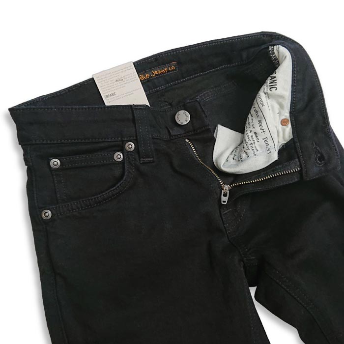 nudie jeans（ヌーディージーンズ）「47161-1004/48161-1004」 レディース SKINNY LIN レングス30  スキニースリム タイト ブラック デニム ストレッチ