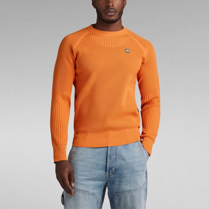 G-STAR RAW ジースターロウ D24456-D465-1018 Engineered Knitted Sweater オレンジ メンズ ニット  セーター 2024年春夏 送料無料