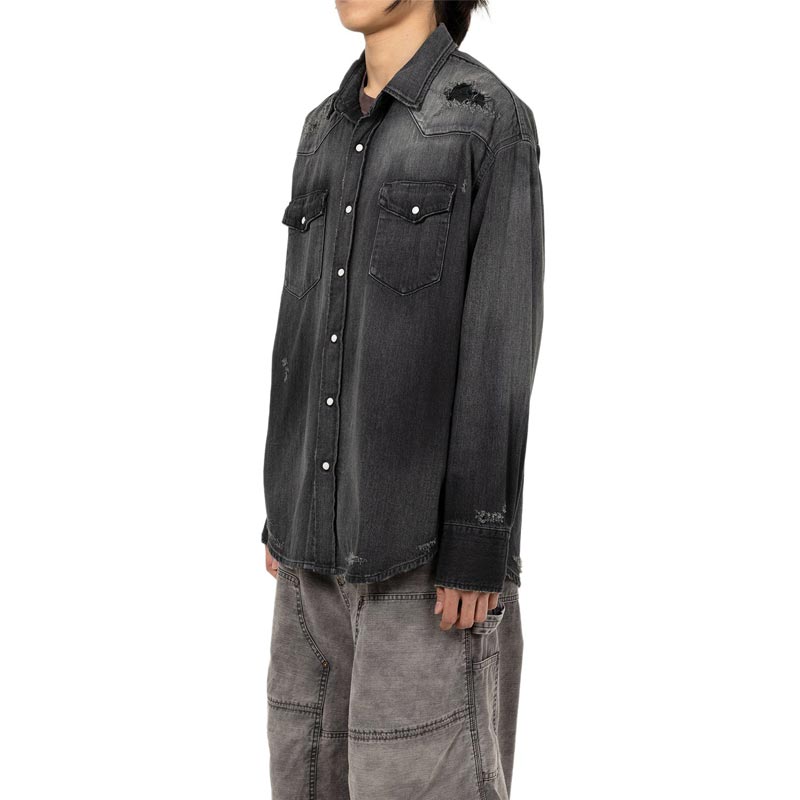 KAMIYA カミヤ G14SH041 Denim Western Shirt ブラック メンズ 長袖