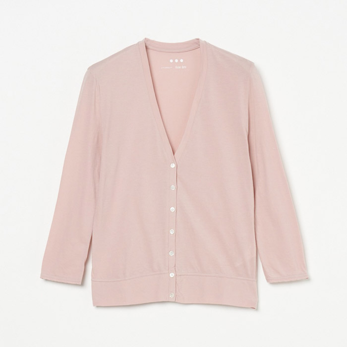 three dots スリードッツ KD7003Y Jersey colette cropped cardigan ジャージー コレット  クロップドカーディガン soft mauve レディース 2024年春夏 送料無料