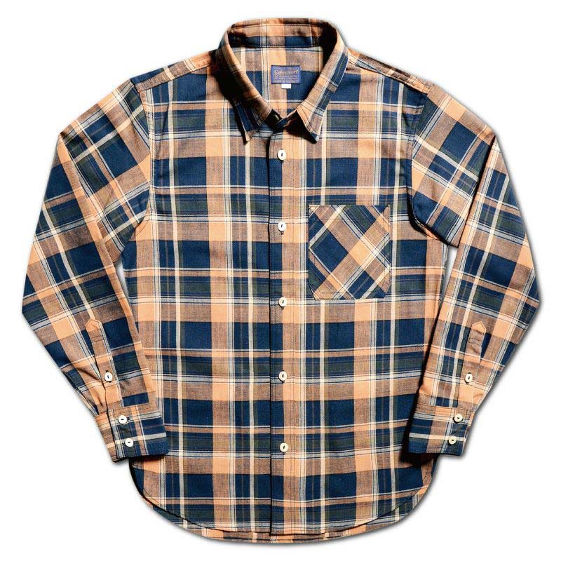 DELUXEWARE デラックスウエア MV-15 ORANGE NAVY CHECK オレンジ ネイビー メンズ 長袖 チェック ネルシャツ 2025年春夏 送料無料 | DELUXEWARE | 01