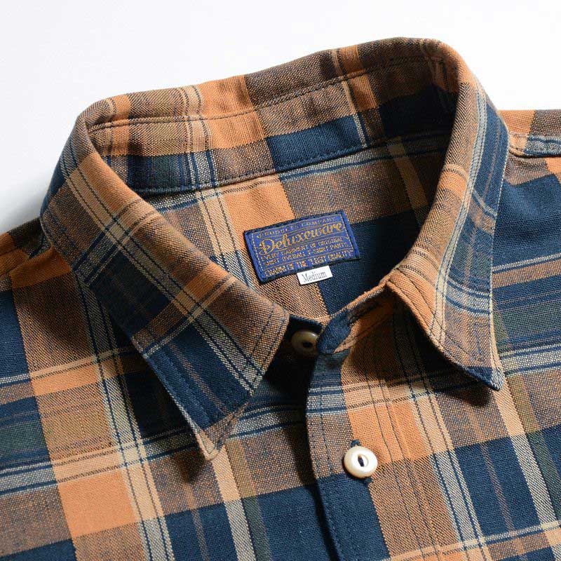 DELUXEWARE オレンジ黒チェックネルシャツ DELUXEWARE オレンジ黒チェックネルシャツ DELUXEWARE オレンジ黒